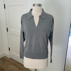 525 America Gray Collared V-Neck Pullover Sweater